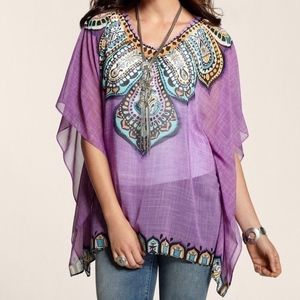 Chico's Small-Medium Isles Paisley Poncho Sleeves